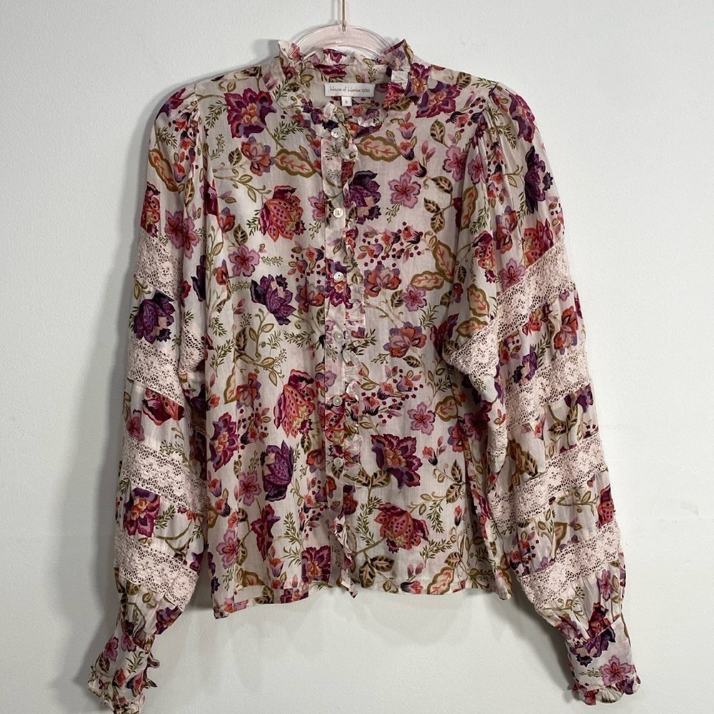 House of Harlow 1960 Floral Prairie Cottagecore Blouse Women's Small